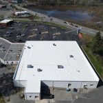aerial image showcases a commercial building roof