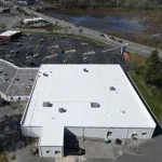 aerial image showcases a commercial building roof