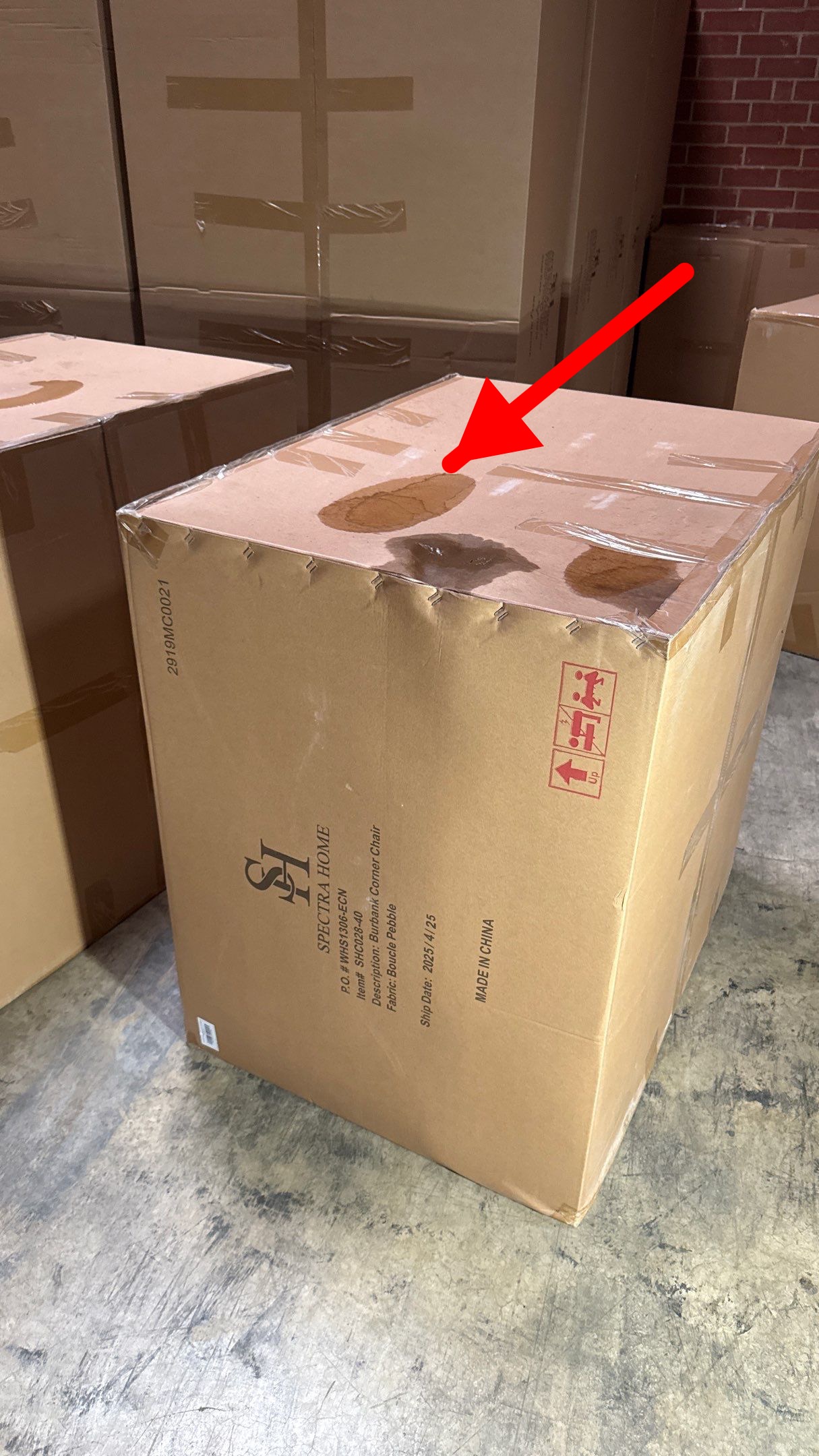 Water dripping onto warehouse inventory and stored goods