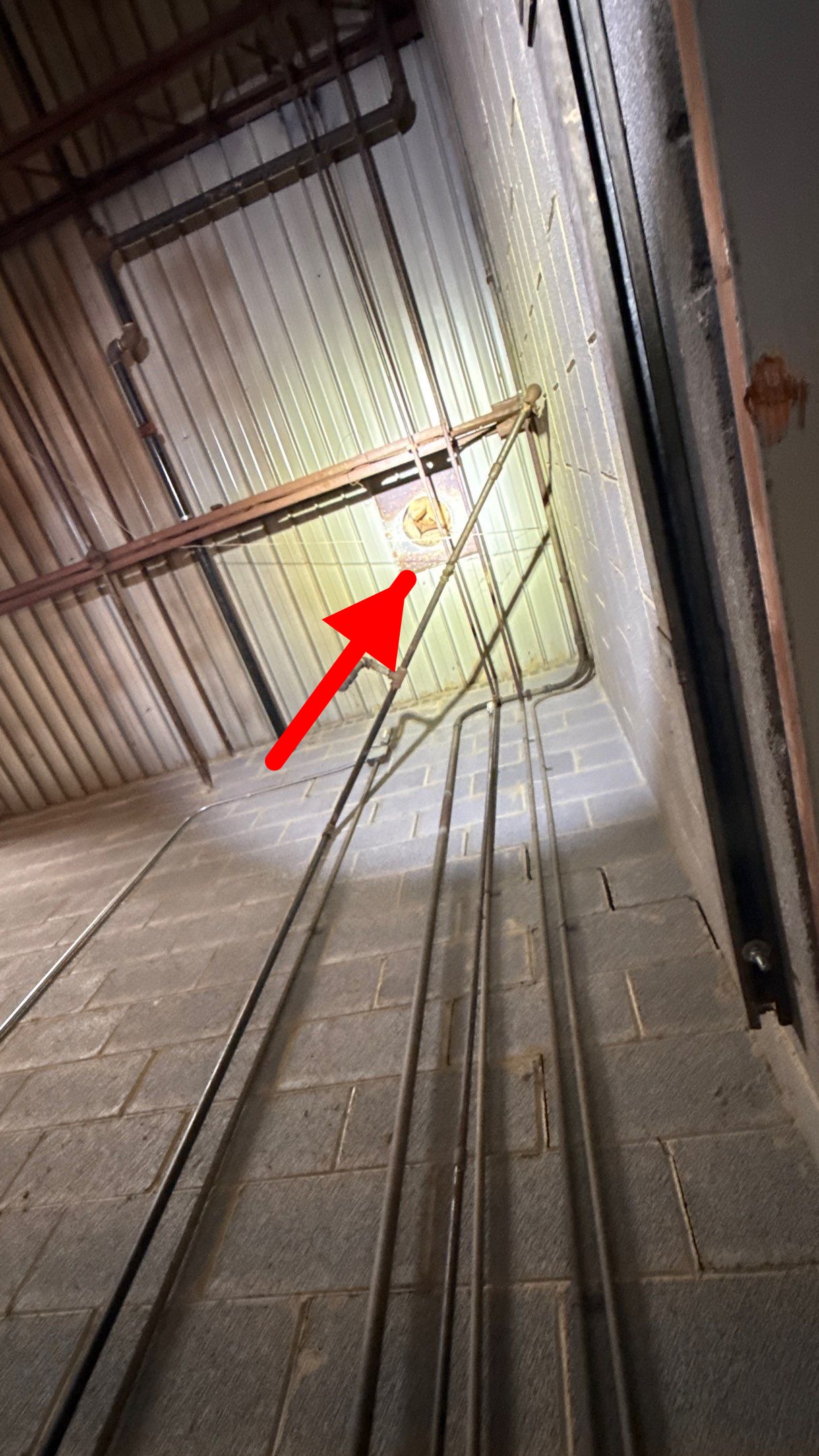 Metal decking showing water intrusion damage