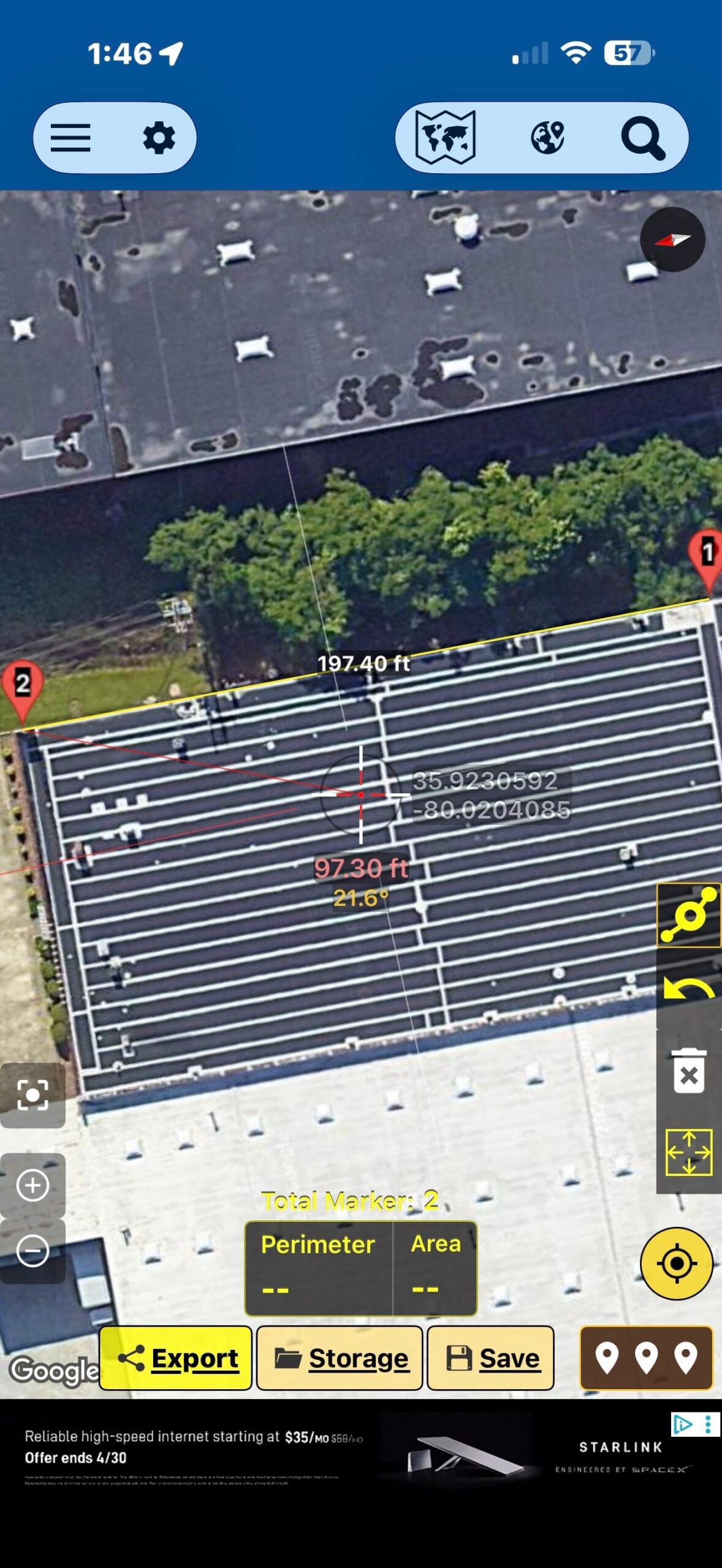 Aerial view of commercial warehouse roof in High Point NC