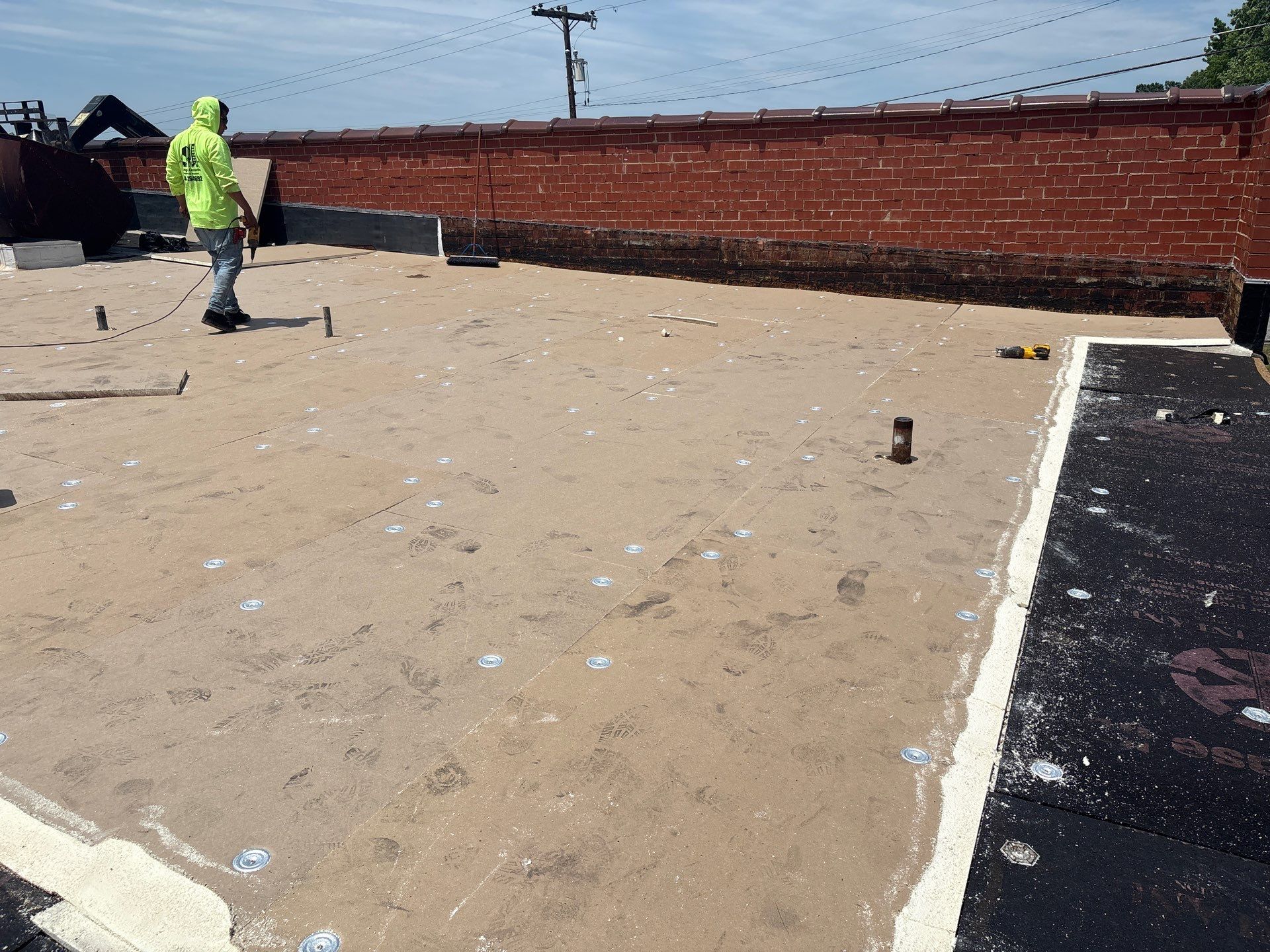 Deteriorated fiber board insulation replaced with ISO board
