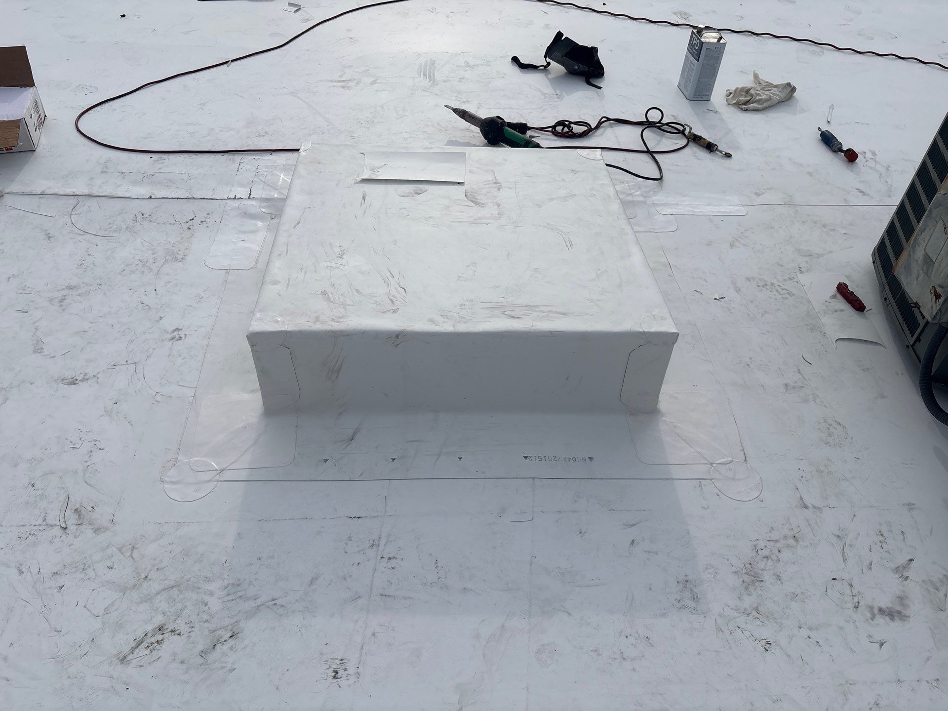 Properly flashed AC curb on TPO roof