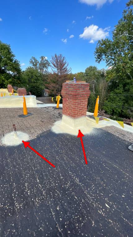 Technician performing commercial roofing on a commercial roof in Trinity, NC