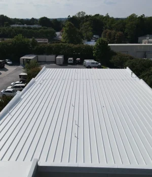 commercial metal roof, likely a standing seam system